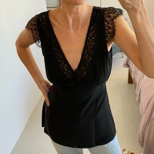 JENNI KAYNE Gorgeous Silk Top with Tie in Black Size XS